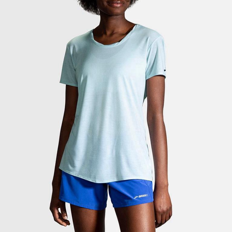 Brooks Distance Womens Short Sleeve Running Shirt - Blue - Philippines (506483PDM)